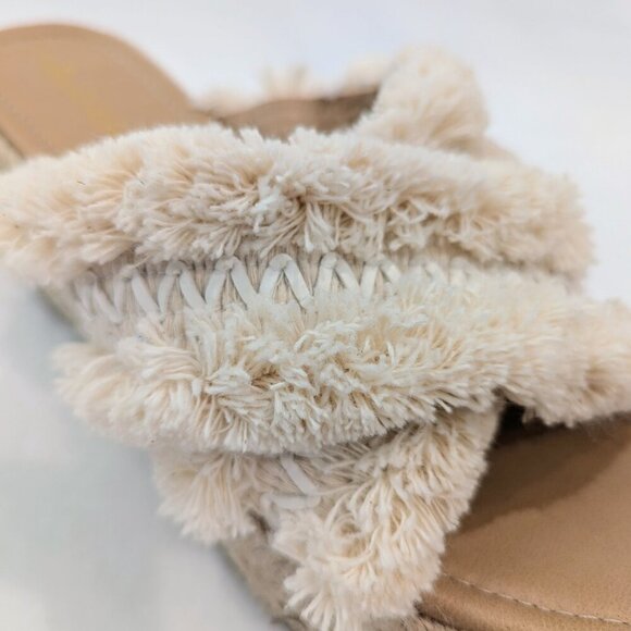 ALTAR'D STATE Wales Furry Espadrille Platform Sandals 9 EUC Cream Tan - Picture 3 of 12